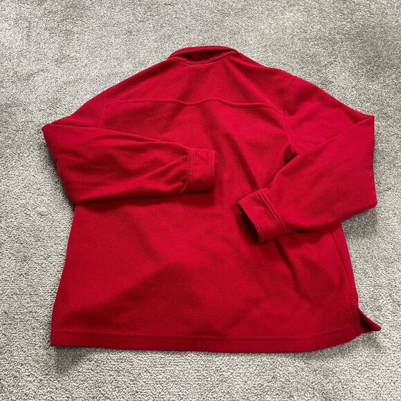 Lands' End Fleece Jacket Womens Medium 10-12 Red Soft Collared Outdoor Button Up - Picture 10 of 10